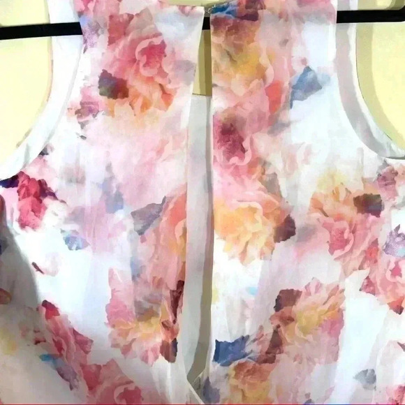Paraphrase Pastel Floral Sleeveless Semi Sheer Top - Picture 8 of 12